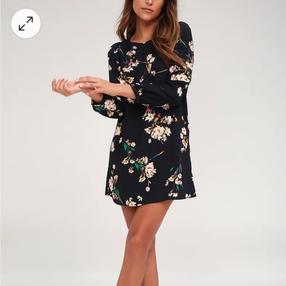 Herbaceous Babe Navy Floral Print Shift Dress
